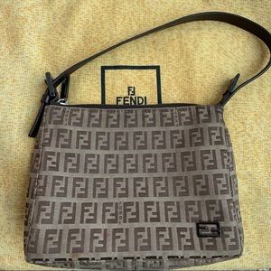 Authentic Fendi Zucchino Mono Petit Shoulder Bag